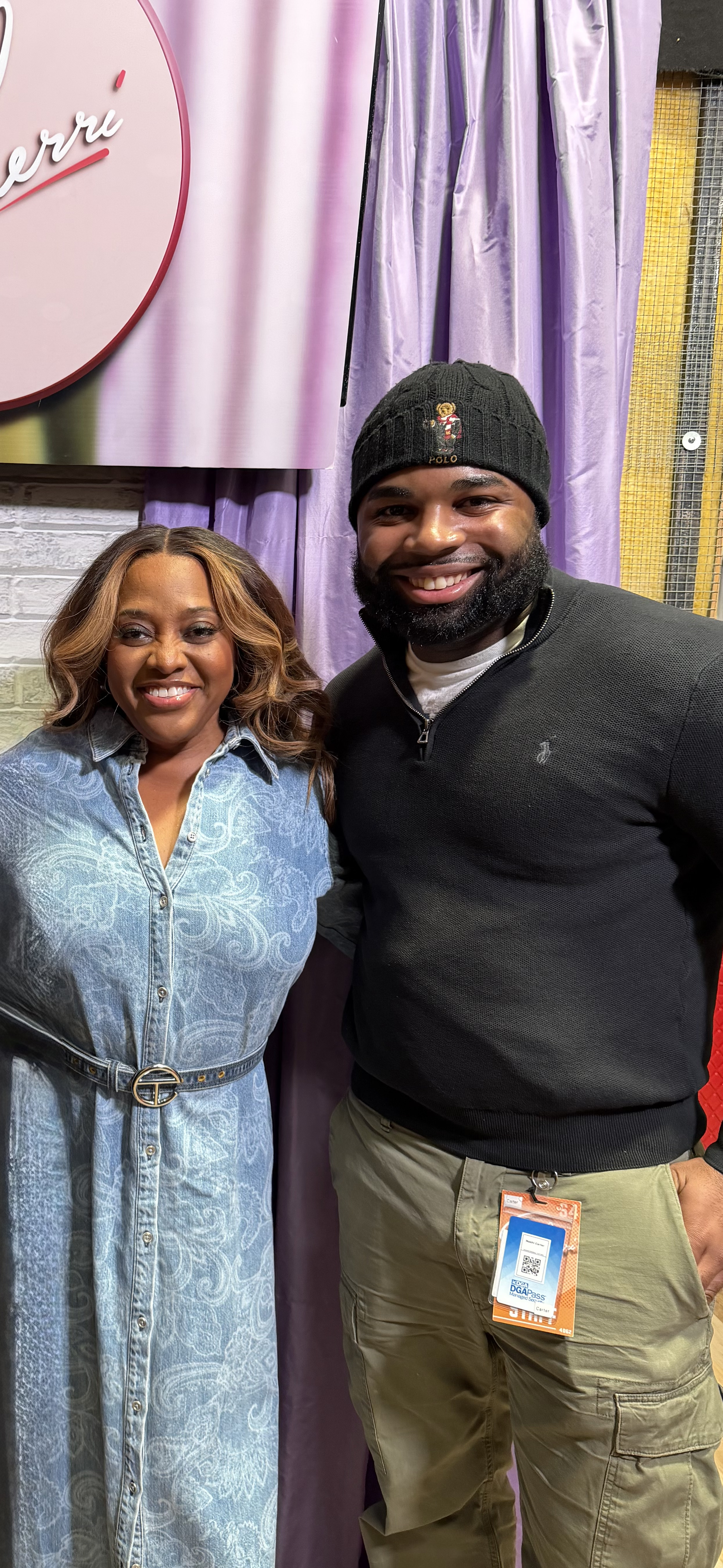 Mekhi Carter with Sherri Shepherd on the set of Sherri